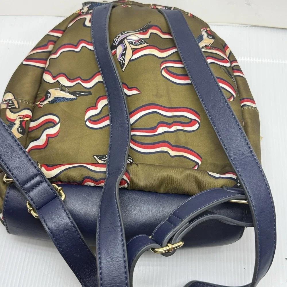 Tommy Hilfiger Julia Small Dome Backpack Olive Green TH Bird Print Preppy 2017